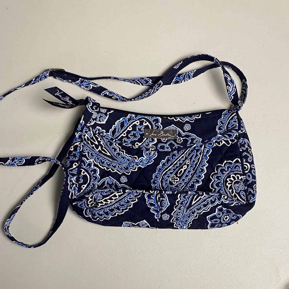 Vera Bradley Navy and Light Blue Paisley Quilted Crossbody